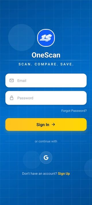 OneScan App - Login Screen